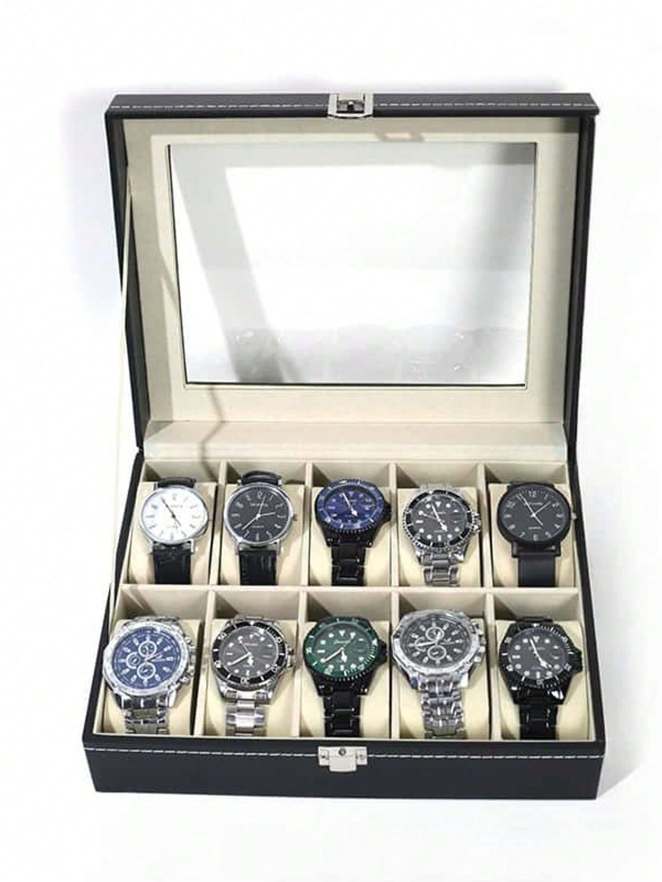 Leather Watch Box with Lock, L - Watch Display Box recension och pris